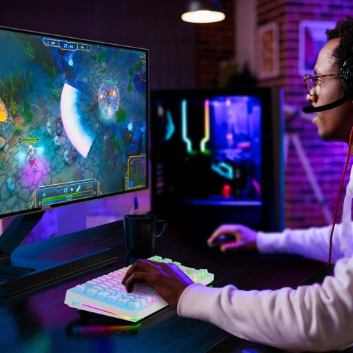 TECURS Wireless Mechanikus Gamer Billentyűzet 80% TKL QWERTZ Piros Switch RGB