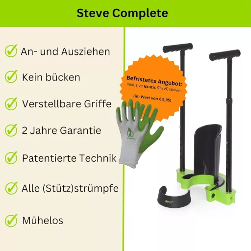 Steve Kompressziós Harisnya Felhúzó Segédeszköz - Teljes Öltözködési Segítség Hajolás Nélkül (L méret, 47-56+ cm vádli)