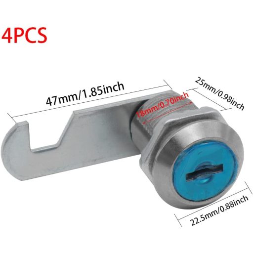 KtbeYTi 4 darabos 25mm biztonsági postaláda zár, fiók kam zár 8 kulccsal