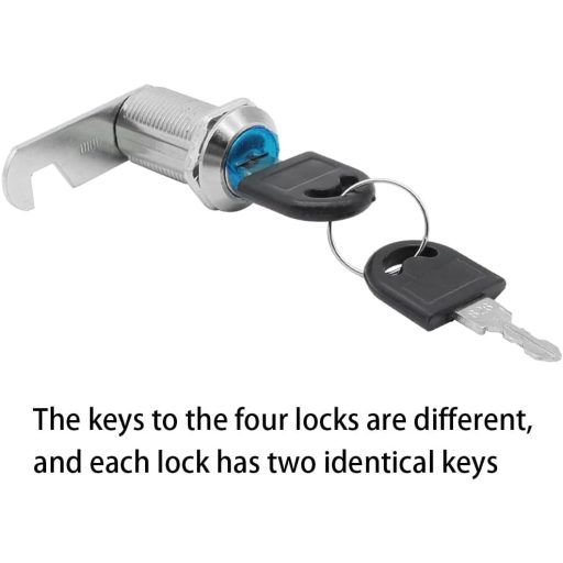 KtbeYTi 4 darabos 25mm biztonsági postaláda zár, fiók kam zár 8 kulccsal