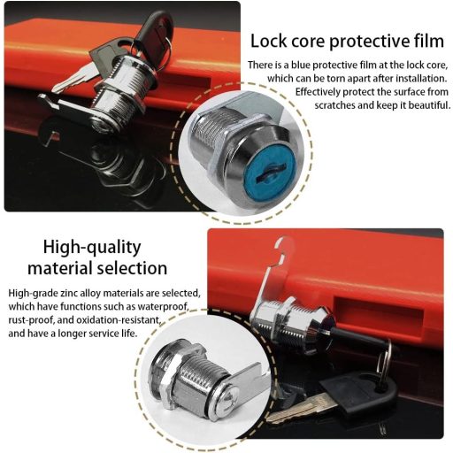 KtbeYTi 4 darabos 25mm biztonsági postaláda zár, fiók kam zár 8 kulccsal