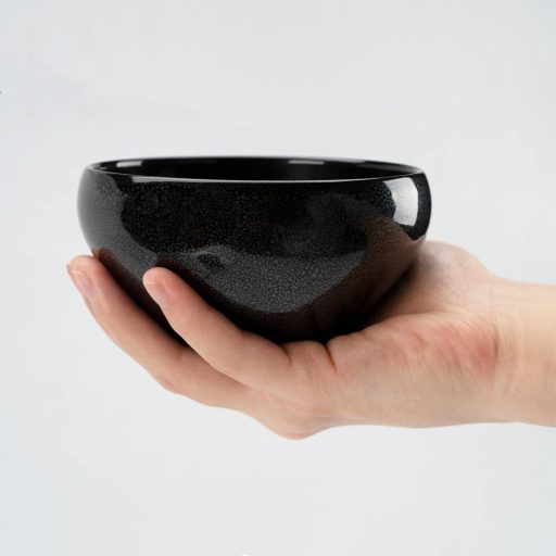 Keramická miska na holenie Linkidea, čierna, ručne vyrobená na mydlo na mokré holenie