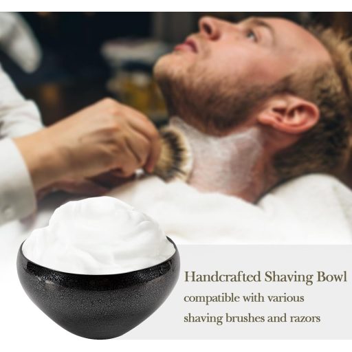 Keramická miska na holenie Linkidea, čierna, ručne vyrobená na mydlo na mokré holenie