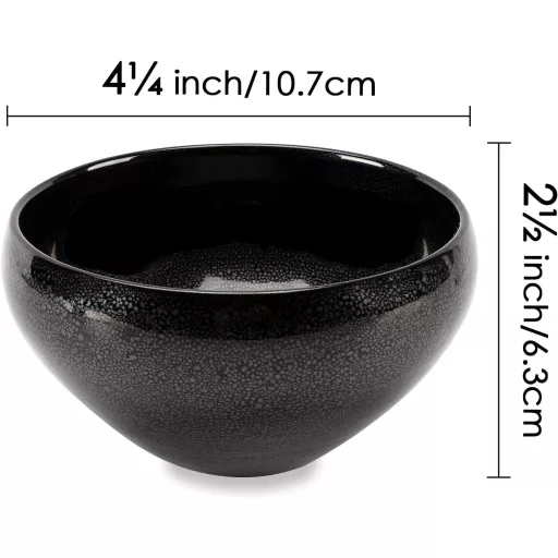 Bol ceramic Linkidea pentru bărbierit, negru, lucrat manual, pentru săpun de bărbierit umed.