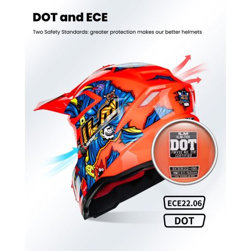 Cască moto ILM Fullface MTB Motocross pentru copii, bicicletă, downhill, quad, enduro, ECE22.06
