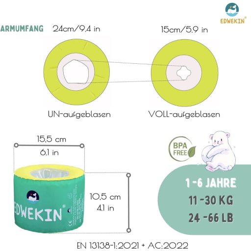 EDWEKIN Plutajući kolut za djecu s pjenastom jezgrom, 1-6 godina, za djevojčice i dječake
