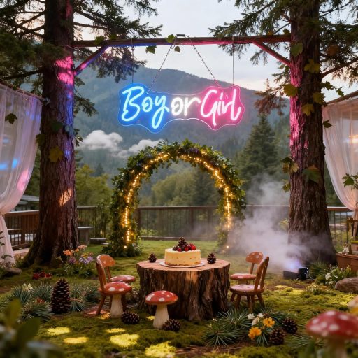 Nordstylee LED Neon „Băiat sau Fată” Albastru-Roz Decor Non-Binar Recuzită Petrecere Baby Shower