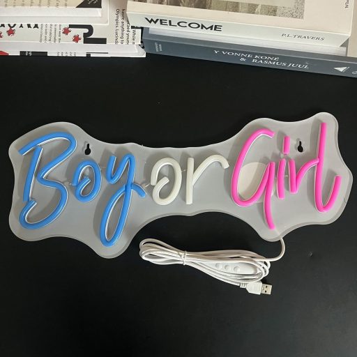 Nordstylee LED Neon „Băiat sau Fată” Albastru-Roz Decor Non-Binar Recuzită Petrecere Baby Shower
