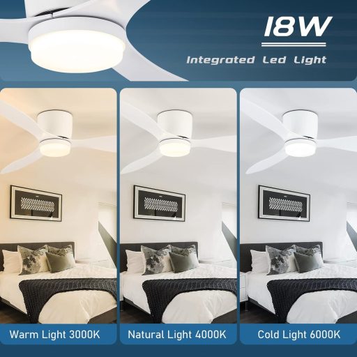 Ventilator de tavan CANEOE LED cu telecomandă, motor DC silențios, lampă dimmerabilă de 106 cm