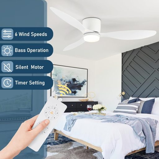 CANEOE LED Mennyezeti Ventilátor Távirányítóval, Csendes DC Motor, 106 cm Dimmelhető Lámpa