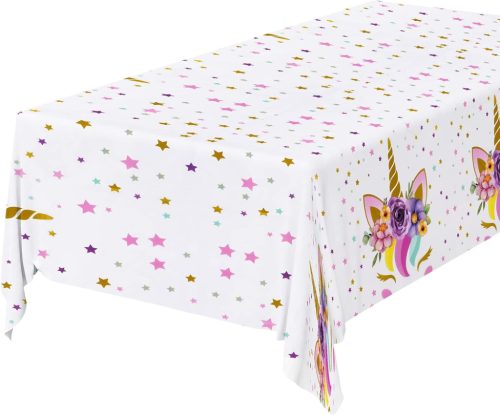 Față de masă OSDUE Unicorn - PVC impermeabil, decorațiuni de petrecere pentru copii, pentru zile de naștere, baby shower - Rezistentă la pete, ușor de curățat