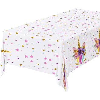   OSDUE Unikornis Asztalterítő - Vízálló PVC Parti Dekoráció Gyerekeknek, Születésnapra, Babaváró Rendezvényekre - Foltálló, Könnyen Tisztítha