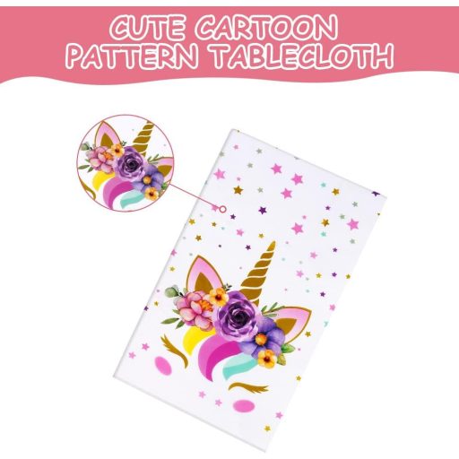 OSDUE Jednorog Stolnjak - Vodootporni PVC Dekoracija za zabave za djecu, rođendane, proslave rođenja djeteta - Otporan na mrlje, lako se čisti