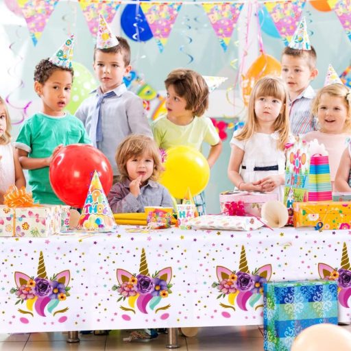 OSDUE Unikornis Asztalterítő - Vízálló PVC Parti Dekoráció Gyerekeknek, Születésnapra, Babaváró Rendezvényekre - Foltálló, Könnyen Tisztítha