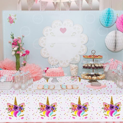OSDUE Unikornis Asztalterítő - Vízálló PVC Parti Dekoráció Gyerekeknek, Születésnapra, Babaváró Rendezvényekre - Foltálló, Könnyen Tisztítha