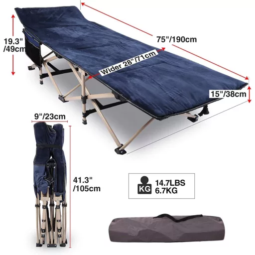 REDCAMP XXL összecsukható kemping ágy 190x71 cm matraccal felnőtteknek
