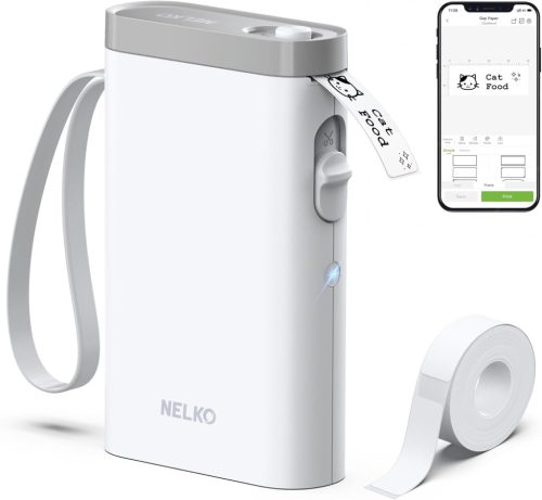 Nelko P21 Bluetooth címkenyomtató - Hordozható, vezeték nélküli, öntapadós etikett készítő iOS/Android-hoz papírt nem tartalmaz