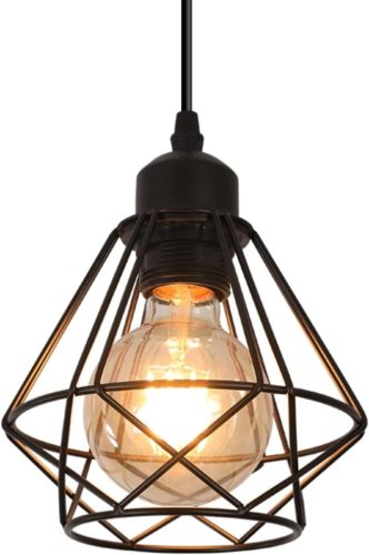 Comely Vintage Függőlámpa - Fekete Ketrec Mennyezeti Lámpa E27 Foglalattal - Retro Ipari Lámpaernyő Nappaliba, Konyhába, Hálószobába, Étkező