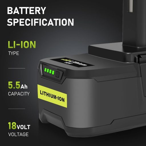 Bonadget 2x 18V 5.5Ah Lítium Akkumulátor Ryobi P108 P107 P122 P104 Szerszámokhoz