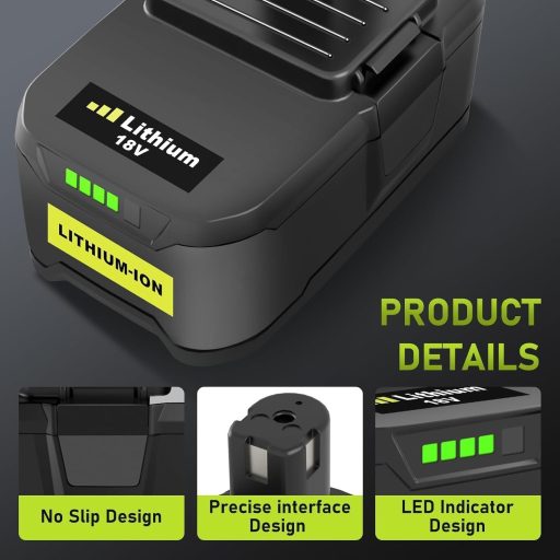 Bonadget 2x 18V 5.5Ah Lítium Akkumulátor Ryobi P108 P107 P122 P104 Szerszámokhoz