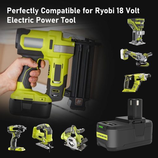 Bonadget 2x 18V 5.5Ah Lítium Akkumulátor Ryobi P108 P107 P122 P104 Szerszámokhoz