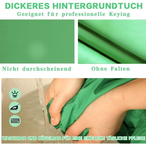GSKAIWEN Nagy Méretű Zöld Háttérvászon Állvánnyal - 4x2,4m Hordozható Fotó és Videó Háttér Stúdiófelvételhez, Élő Közvetítéshez, Chroma Key