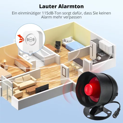 TOWODE 5-dielna súprava detektorov úniku vody so 115 dB sirénou a diaľkovým ovládaním