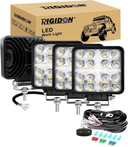 Set 4 proiectoare LED Kraftmann 48W - ATV/Tractor/Camion, IP67 Impermeabile, Alb-Galben
