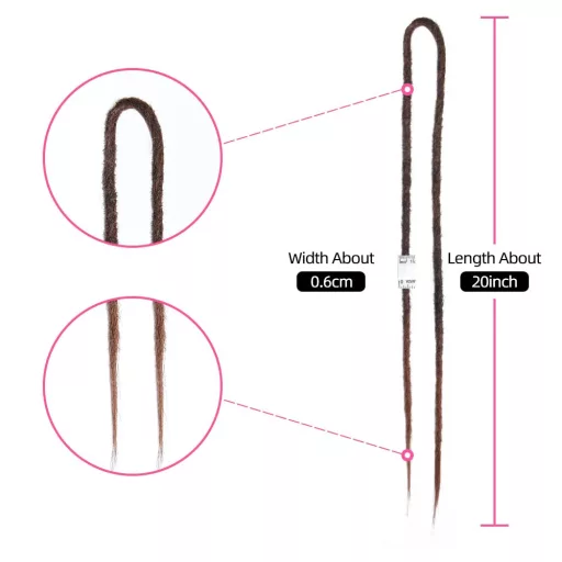 Dsoar 50cm syntetické háčkované dredy v reggae štýle