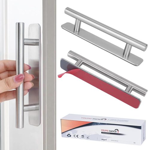 shuokang 2 buc Mânere autoadezive din aluminiu pentru mobilă - 148 mm Argintiu, mânere pentru dulapuri și sertare fără găurire, pentru uși glisante, bucătărie, dressing