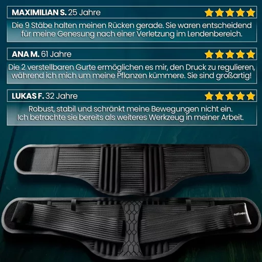 NativoDex Podporný pás proti bolestiam chrbta – Stabilizátor driekovej chrbtice s výstužou