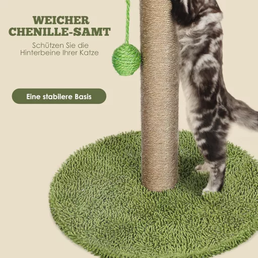 HEVOL 85 cm macskakaparó természetes sisal kötéllel, függő labdákkal és levelekkel