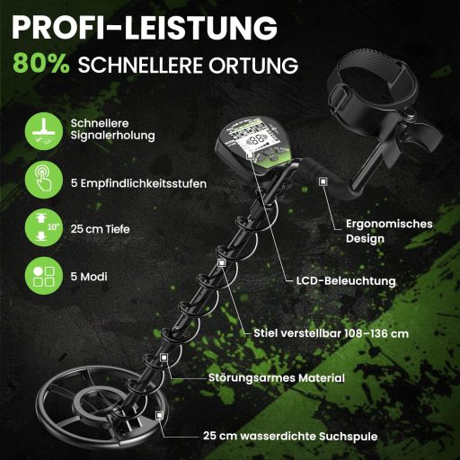 DR.ÖTEK Professzionális Fémkereső Készlet Felnőtteknek, Vízálló Tekerccsel és LCD Kijelzővel