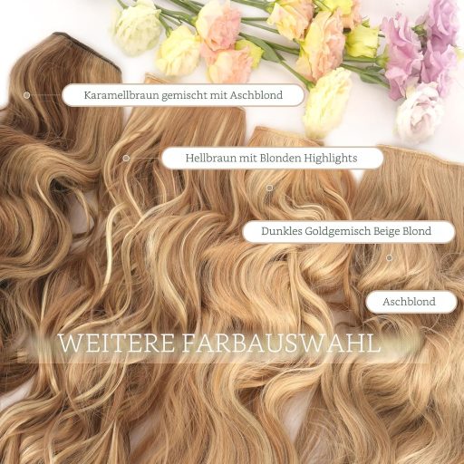 FESHFEN dlhé vlnité nadpájané vlasy, 40 cm, svetlohnedo-blond syntetický príčesok pre ženy