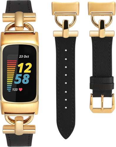 Fitbit Charge 6/5 Vékony Bőrszíj Nőknek - Wearlizer Csereszíj D-Csattal