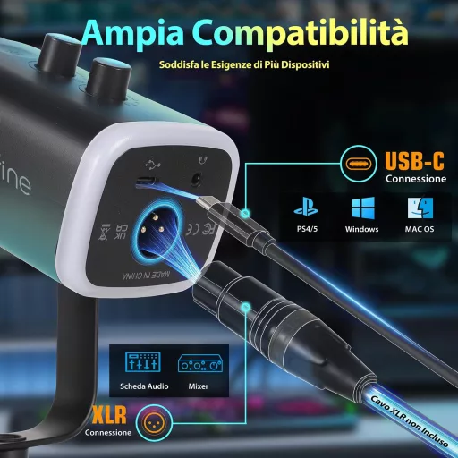 FIFINE USB Gaming Mikrofon PC PS4 PS5 XLR Streaming Podcast Kardioid Hangfelvétel