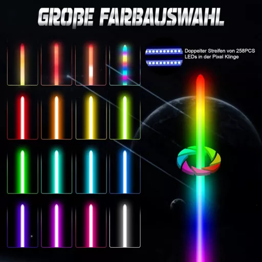 Atexbser Xenopixel Fénykard - Luke Stílusú Fém Markolatú Fénykard Mozgásérzékelővel, 34 Hangfonttal, 16GB SD Kártyával, 16 RGB Színnel, 114c