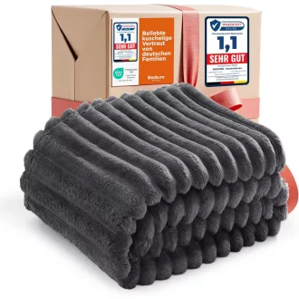   BEDSURE Mekana Flanel Deka 150x200cm Tamno Siva Navlaka za Kauč i Krevet