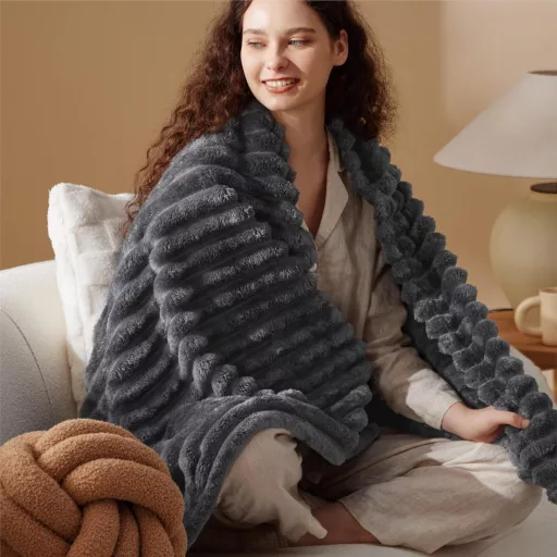 BEDSURE Mekana Flanel Deka 150x200cm Tamno Siva Navlaka za Kauč i Krevet
