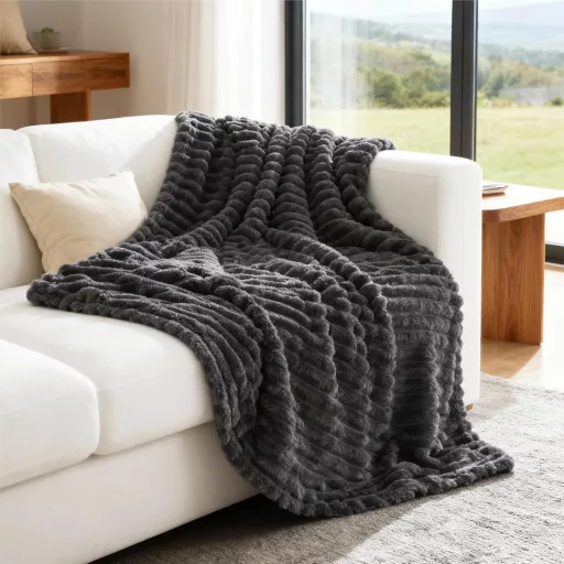 BEDSURE Mekana Flanel Deka 150x200cm Tamno Siva Navlaka za Kauč i Krevet