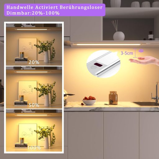 WOBSION 42cm LED Konyhapult Világítás Érzékelővel Dimmelhető Meleg Fehér