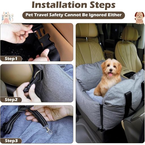 Forroby Hordozható Autós Kutyaülés Biztonsági Övvel és Tárolózsebekkel