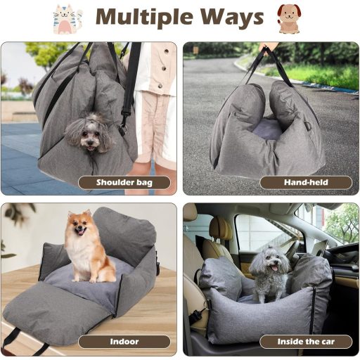 Forroby Hordozható Autós Kutyaülés Biztonsági Övvel és Tárolózsebekkel