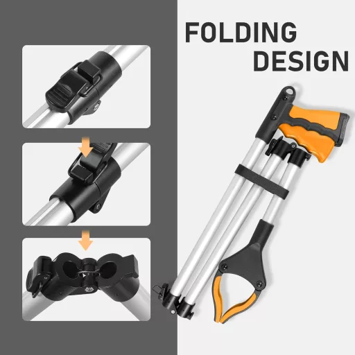 YAUNGEL 108 cm összecsukható fogó mágneses gripper 360° forgatható szemétcsipesz - 108cm, orange