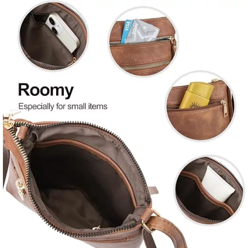 CLUCI női válltáska műbőr közepes méret állítható pánt zsebekkel