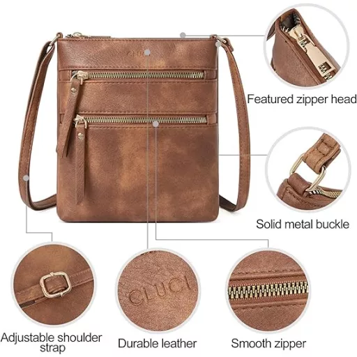 CLUCI női válltáska műbőr közepes méret állítható pánt zsebekkel