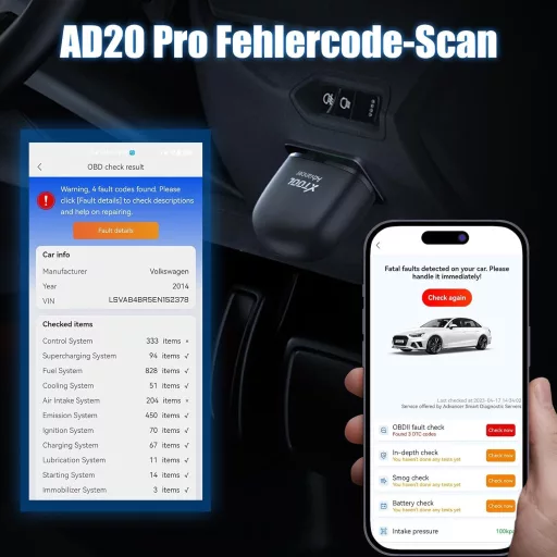 XTOOL AD20 Pro OBD2 Autódiagnosztikai Eszköz - Teljes Rendszer Szkennelés, Hibakód Olvasó, Olajszerviz Nullázás, iOS/Android Kompatibilis, É