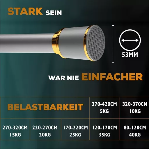 MEISENBERG Feszítőrúd 87-120 cm, 32 mm átmérő, szürke - Teleszkópos függönyrúd