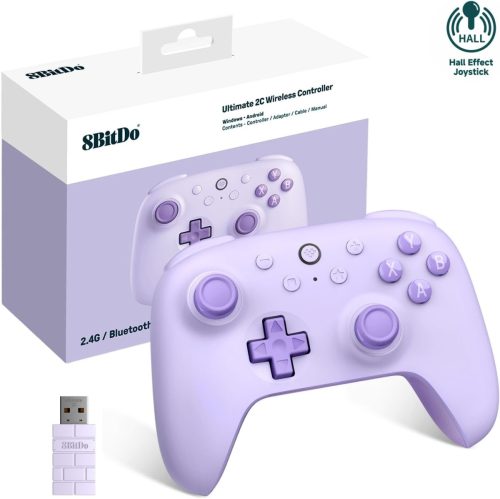 8bitdo Ultimate 2C Vezeték Nélküli Kontroller Windows PC és Android Eszközökhöz - 1000 Hz, Hall-Effekt Joystick, Programozható Gombok, Turbó