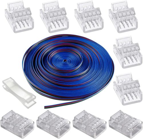 GTIWUNG 10-metrový predlžovací LED kábel so 4-pinovým konektorom, pre LED pásiky 5050 3528 2835, bezspájkové RGB kompatibilné DIY riešenie